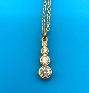 Graduated Four-Stone Gold Overlay 18" Necklace Made with SWAROVSKI Elements